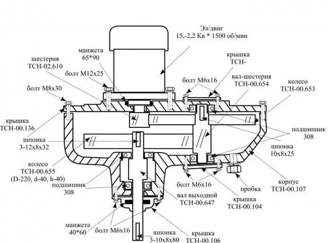 Схема редуктора наклонного ПГК-2 - фото 1